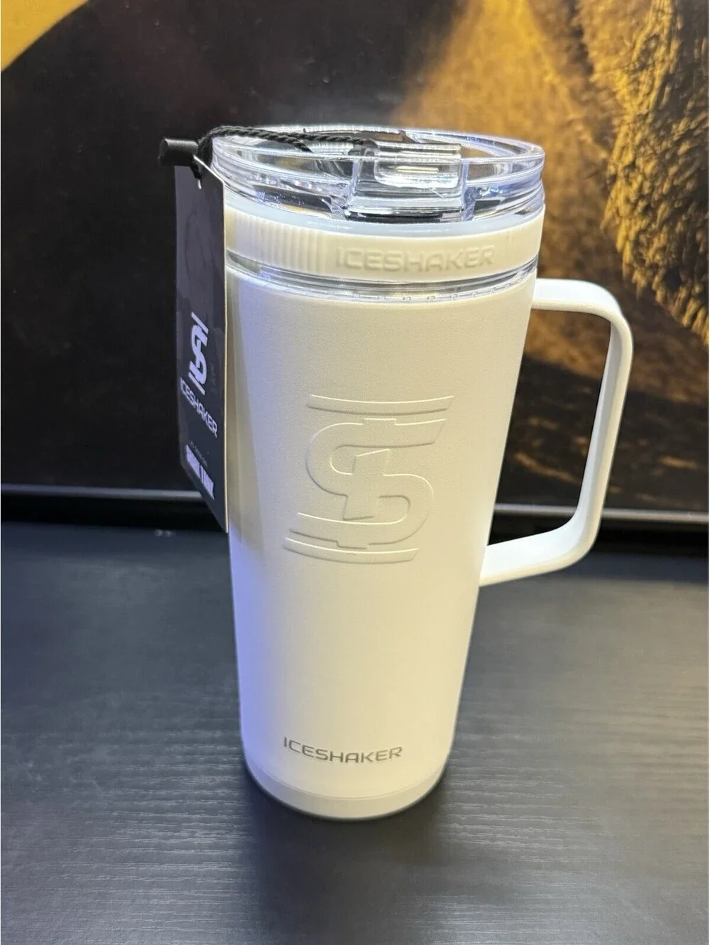 Ice Shaker 26oz Flex Handle Tumbler White Stainless Steel New w/ Tags